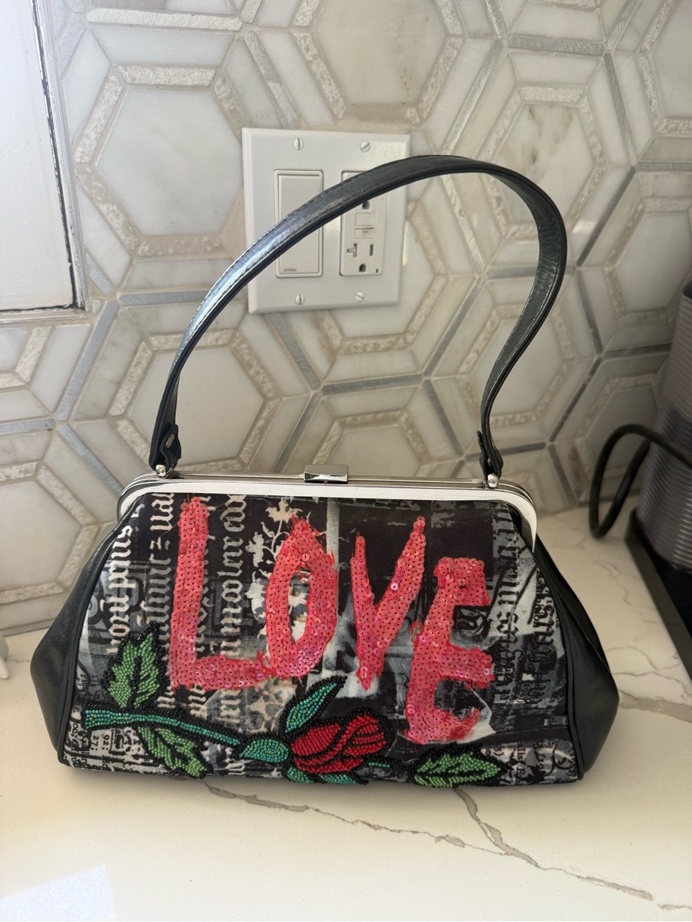 Isabella Fire LOVE/ Passion Vintage Embellished handbag - excellent
